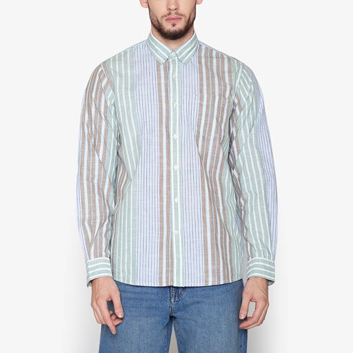 Signal Boone Stripe Skjorte, Worn Green, XXL