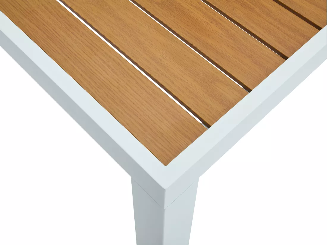 Table à manger de jardin carrée en aluminium L.140 cm - Naturel clair et blanc - MACILA de MYLIA