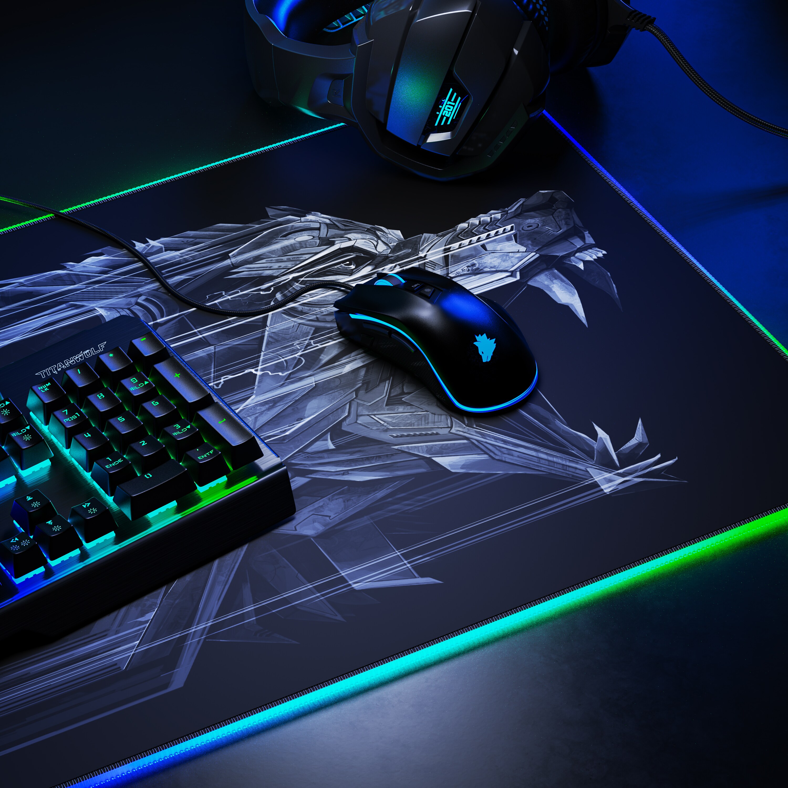 Titanwolf RGB Gaming Mauspad XL 900 x 400 mm Mousepad - verbessert Präzision & Geschwindigkeit