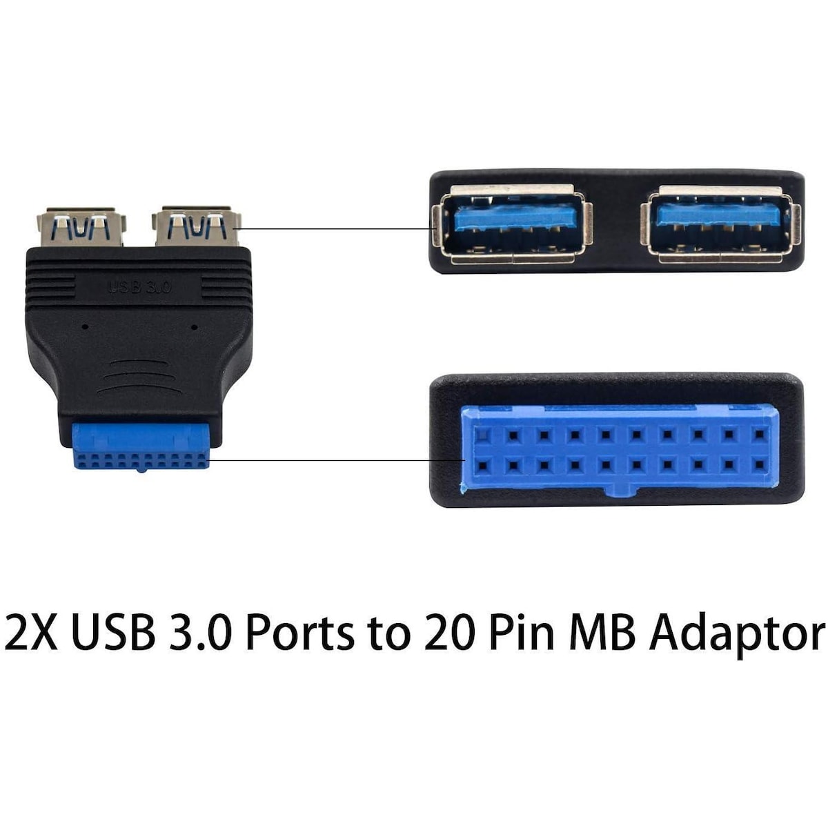 NÖRDIC USB 3.0 20 pin header til 2xUSB-A 3.0 adapter