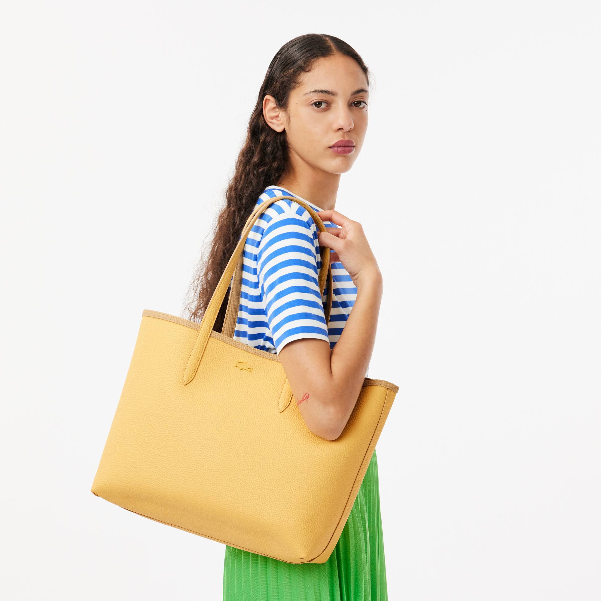Zweifarbige Damen-Tote-Bag ANNA zum Wenden Taschen - Beige - Lacoste - Damen
