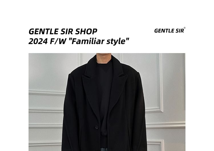 DragonRoad - Peak Lapel Plain Midi Single-Breasted Coat