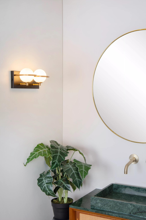 Lucide Isobel 2 wandlamp badkamer IP44 zwart