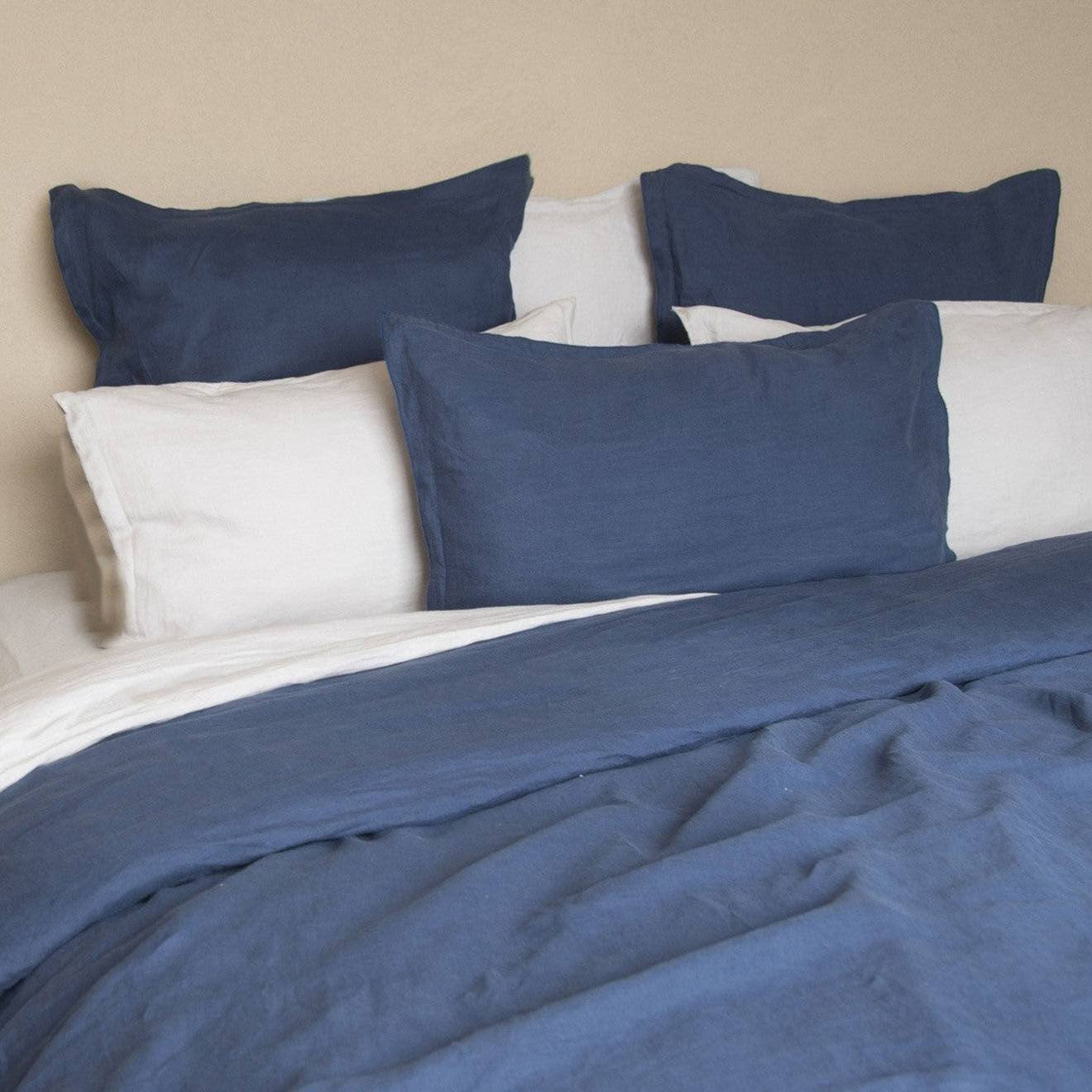 Febronie Housse de couette en Lin Lavé Hortense bleue