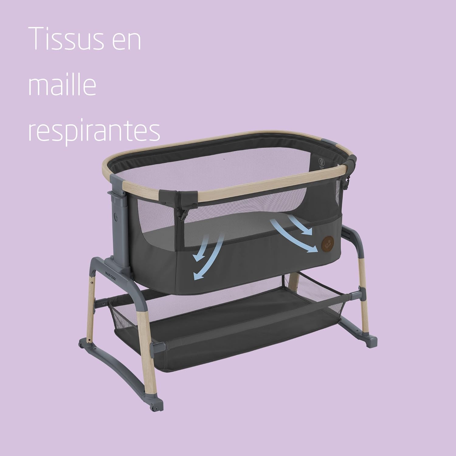 Maxi-Cosi Iora Berceau Cododo, Lit Cododo Bebe Pliable, 0-6 Mois, 9 kg Max, 4 Inclinaisons et 5 Hauteurs, Système Coulissant, Matelas Confort, Grand Panier, Facile à Transporter, Essential Graphite