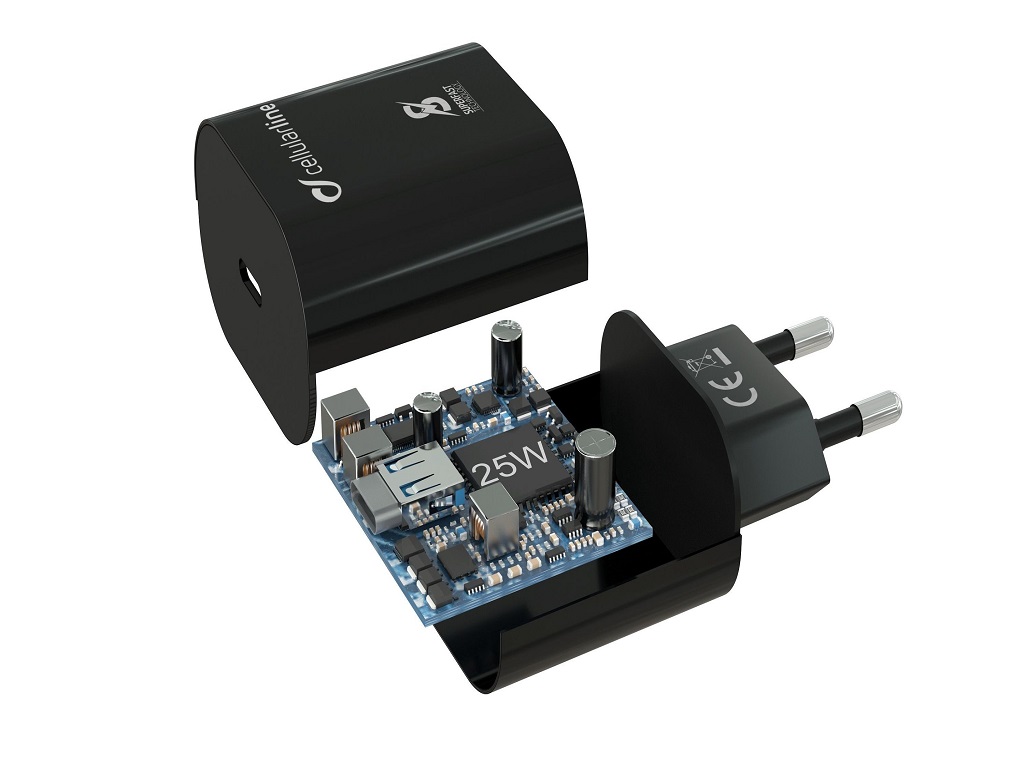 CARREGADOR CELLULARLINE PRETO 25W USB-C P/ SAMSUNG