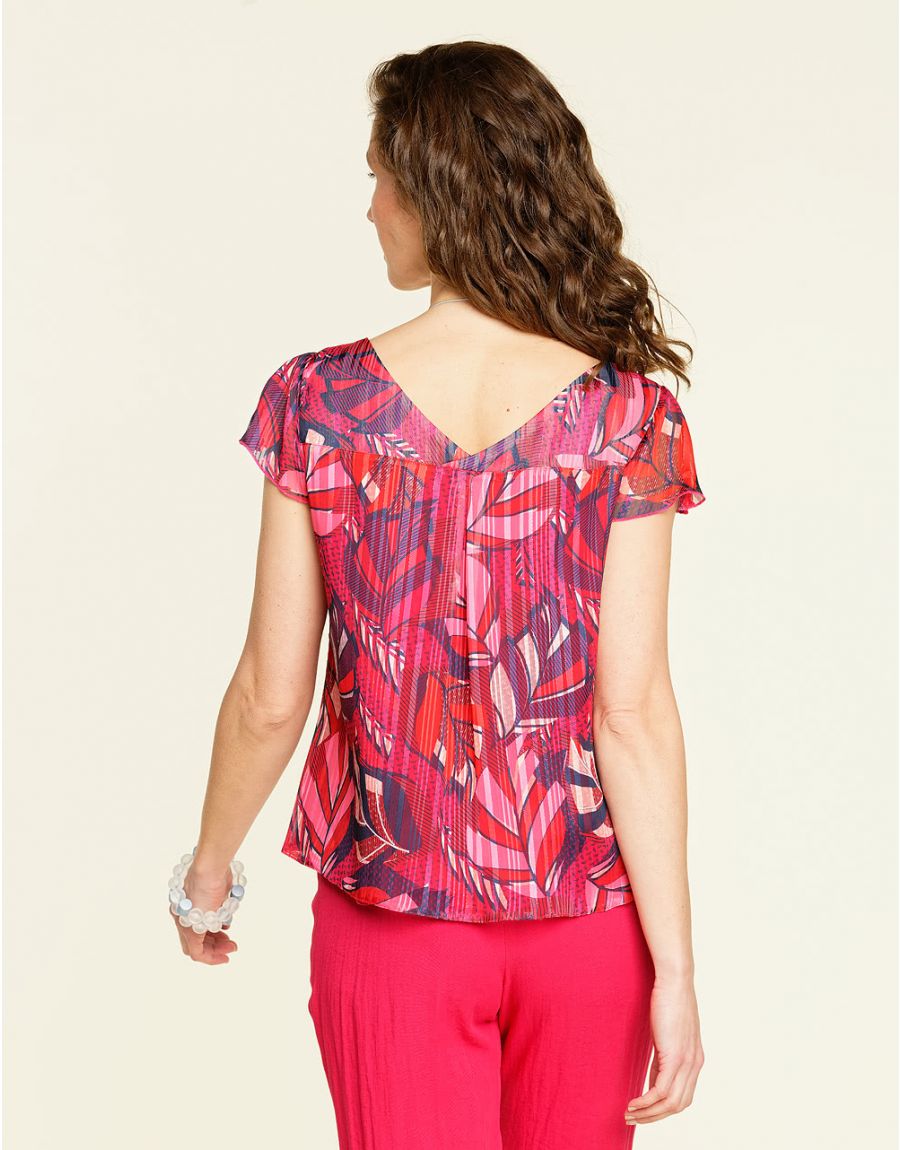 Top chic en voile rose