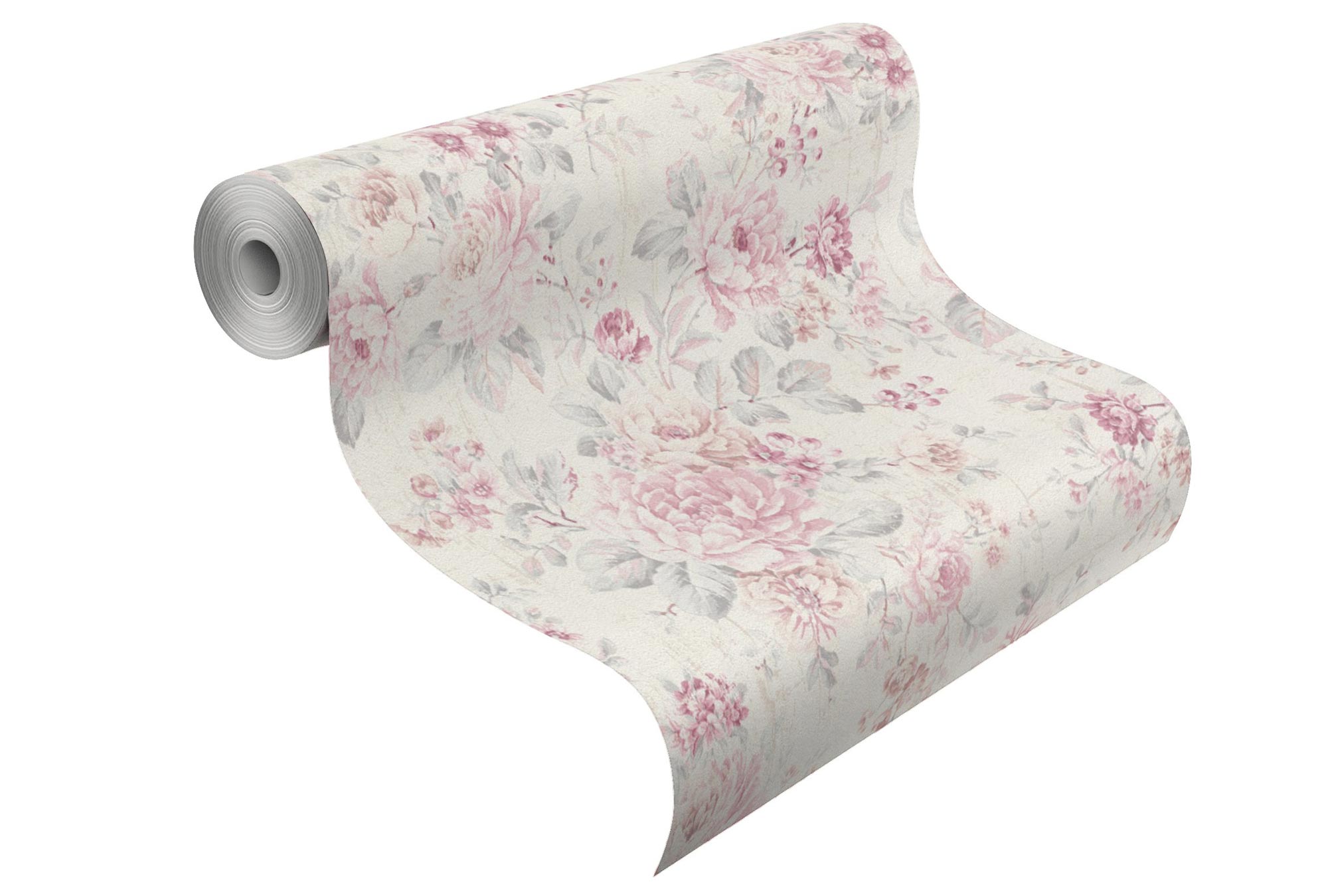 Vliestapete SOUVENIR - rosa-creme - Rosen - 10 Meter