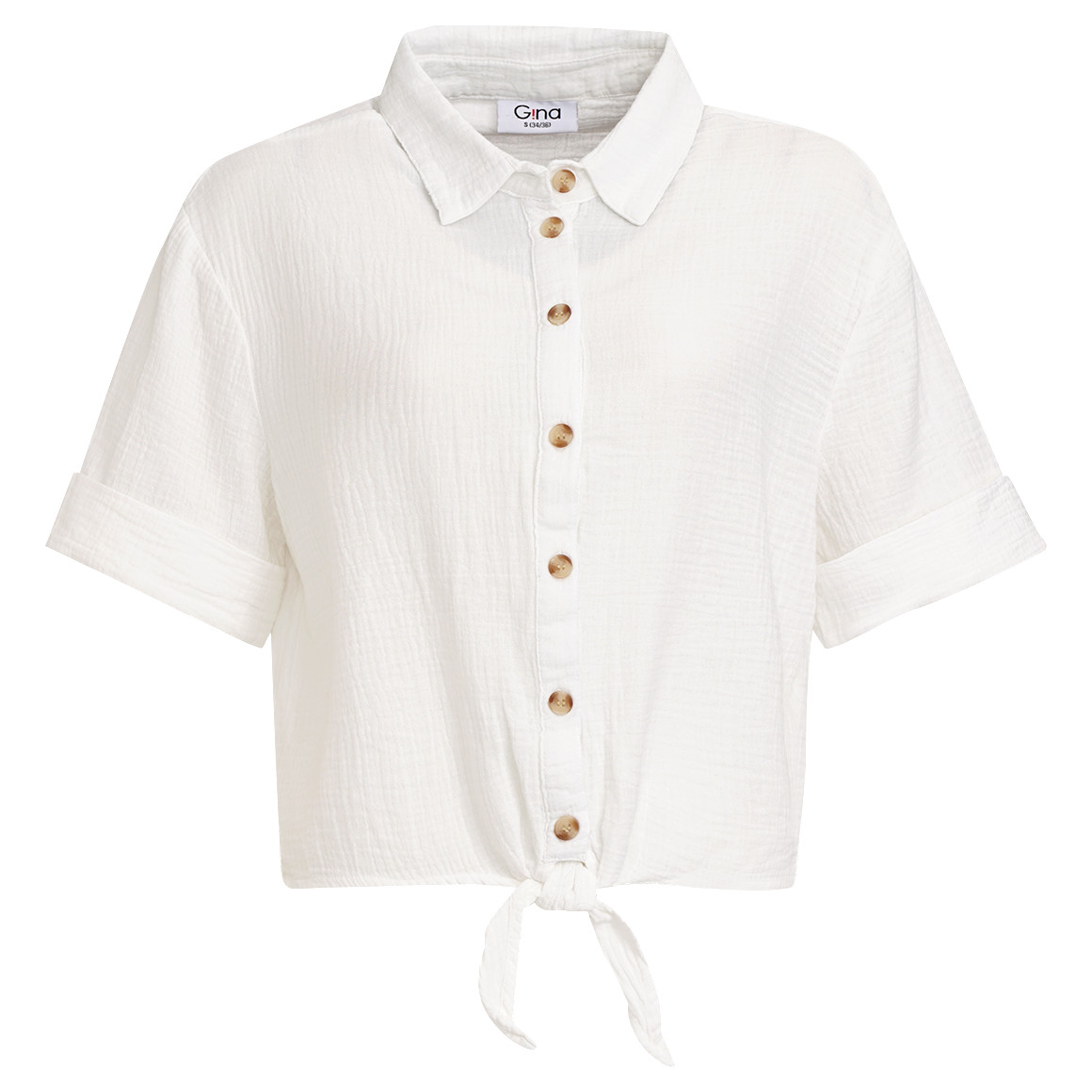 Gina Damen Musselin-Bluse mit Allover-Muster weiss