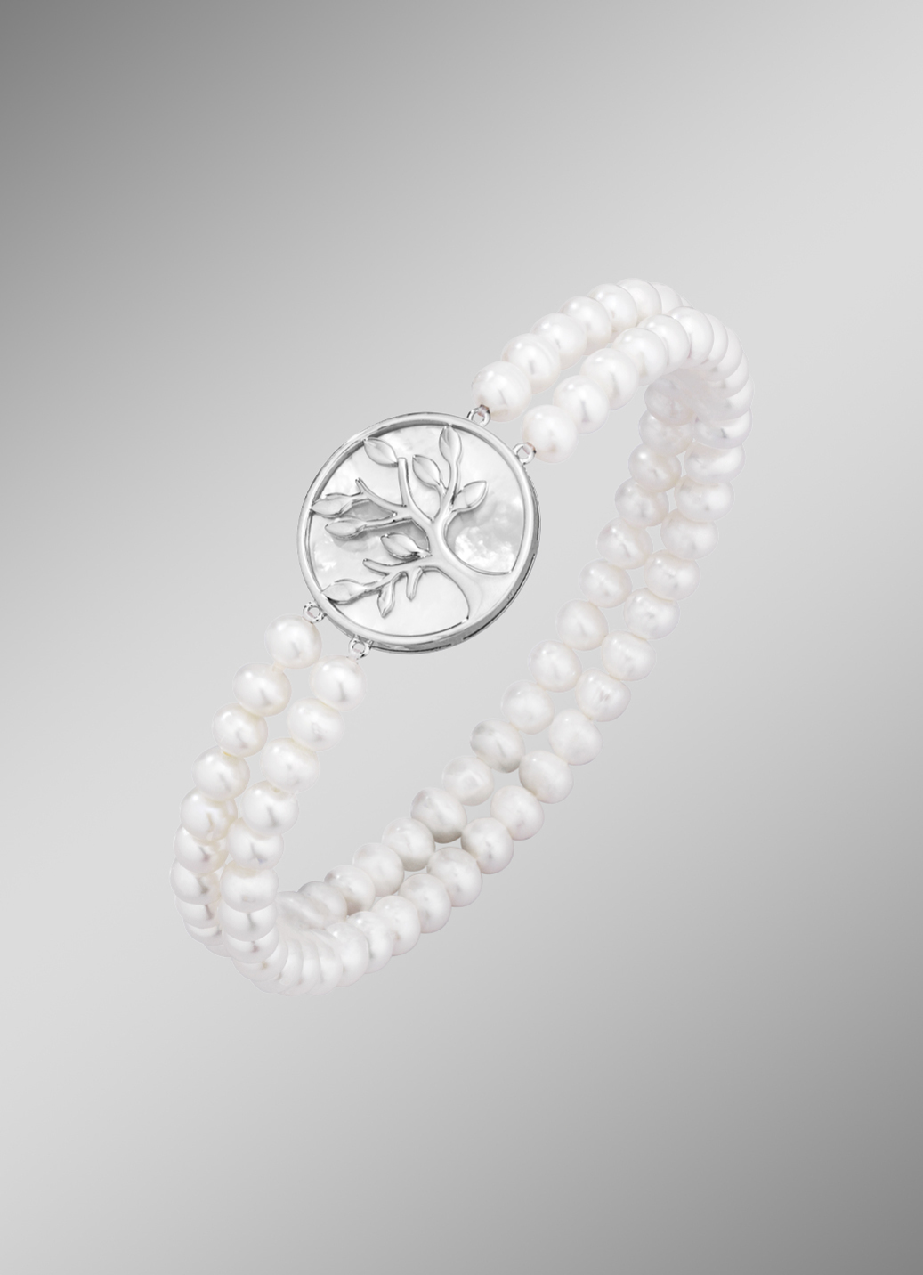 Elastisches 2-reihiges Armband mit Süßwasser-Zuchtperlen