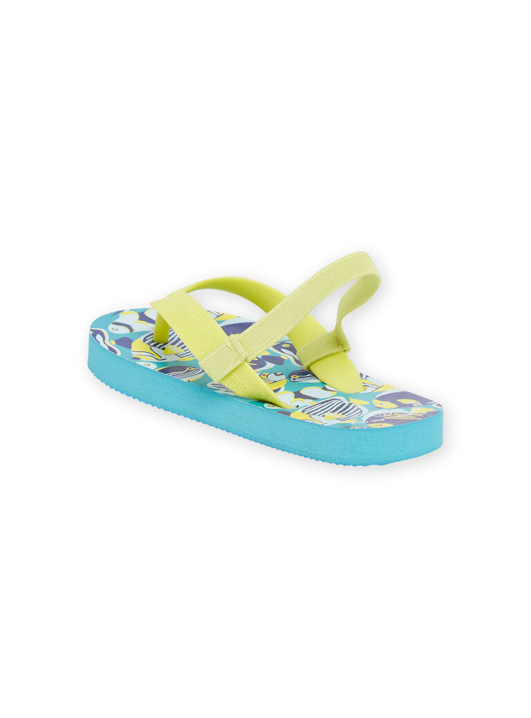 Tongs bleues à imprimé poisson enfant garçon