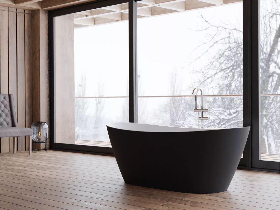 Baignoire îlot VENECIA Noire Mate 170x80cm, by SPALINA