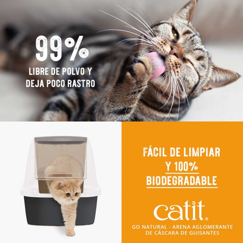 Areia higiênica aglomerante Catit Go Natural com casca de ervilha, 25% de desconto, 7kg, aroma de baunilha.