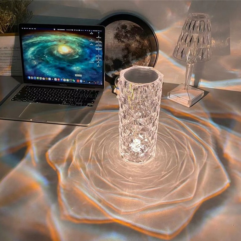 Dimmbare LED Diamant Lampe USB Home Deko Beleuchtung Nachtlicht im Kristall Design - Warmweiss / Kaltweiss