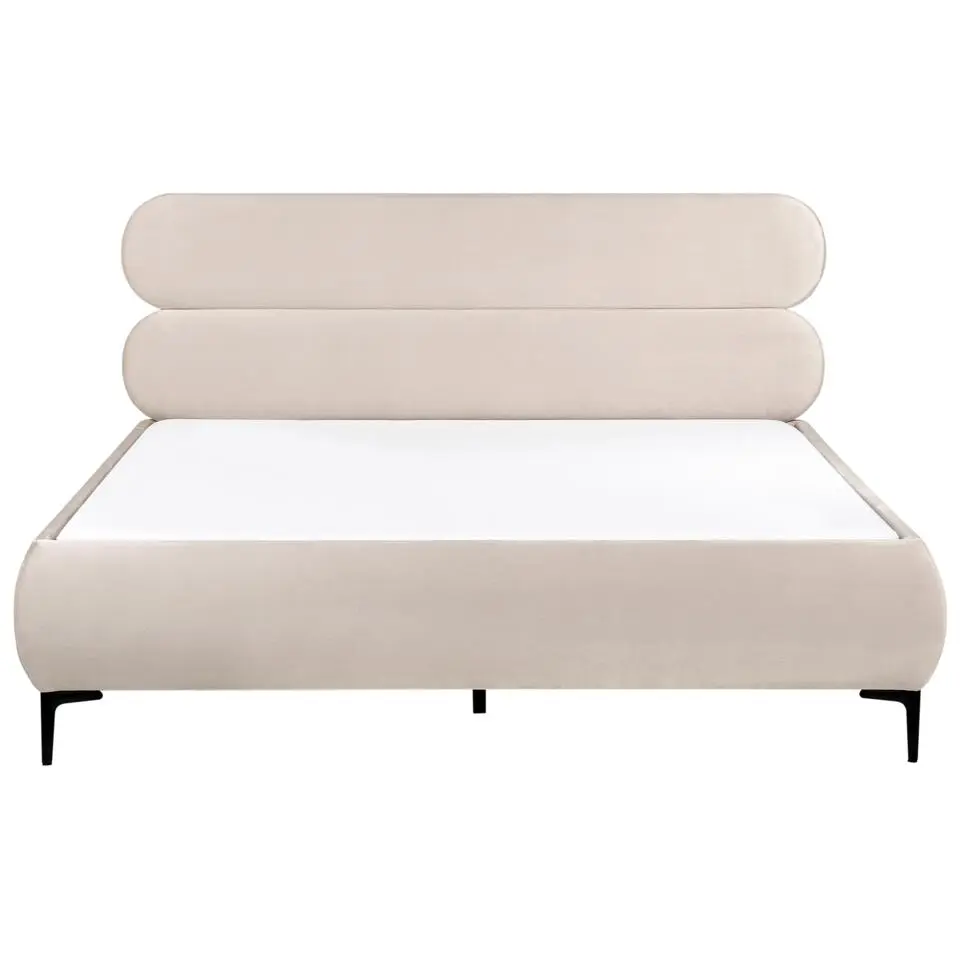 LESSAY - Tweepersoonsbed - Lichtbeige - 180 x 200 cm - Fluweel