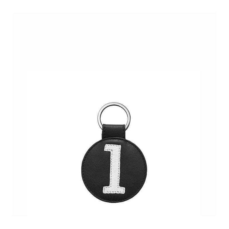 Porte-clés Numéro 1 en cuir recyclé Noir
