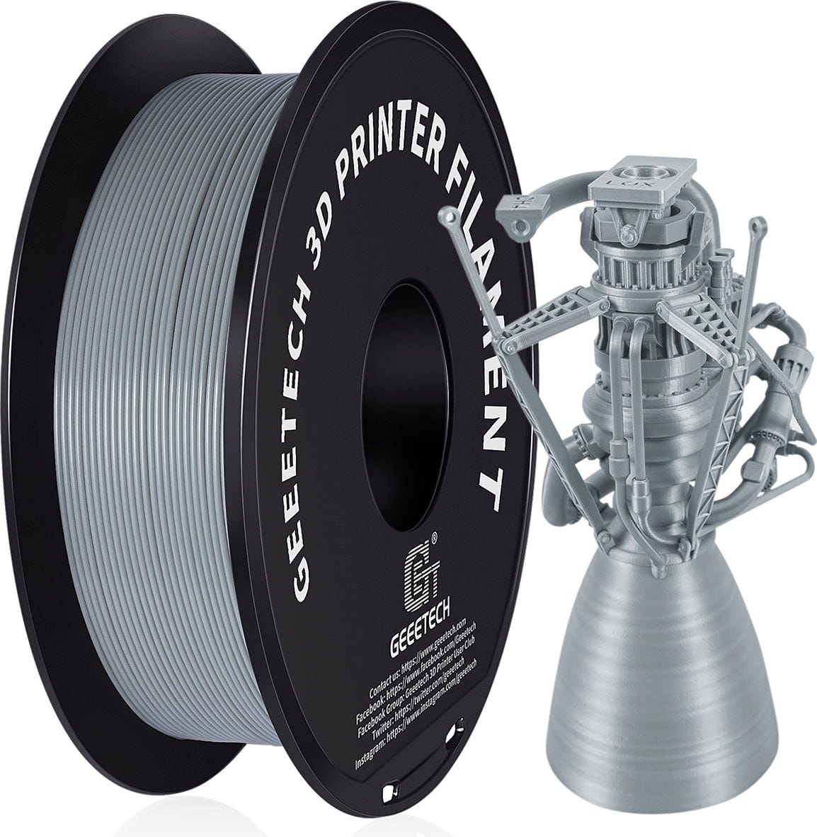 GEEETECH  PETG Grey, 1,75 mm / 1000 g    Benutzerfreundliches 3D-Druckfilament mit hoher Steifigkeit