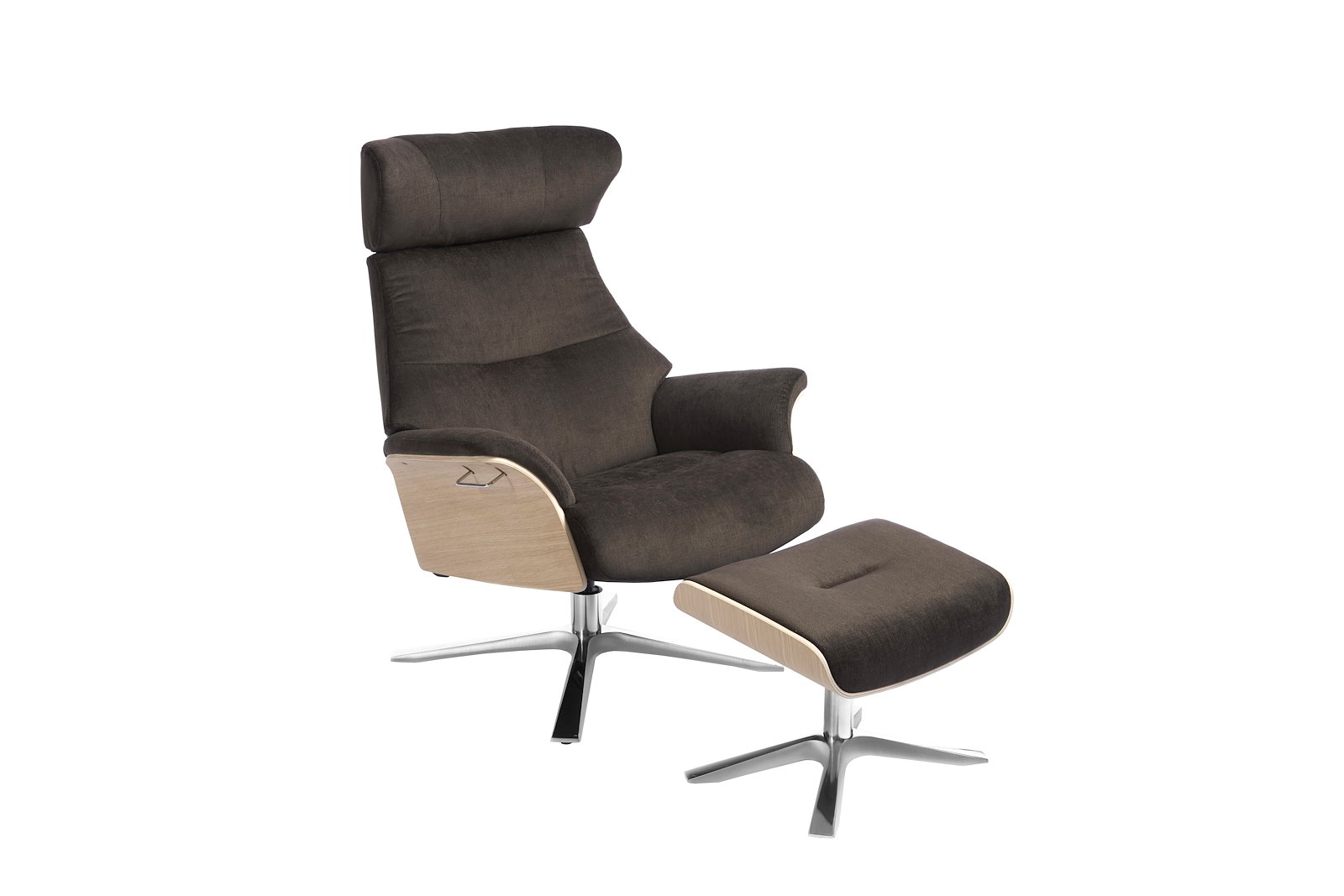 Air lenestol Tekstil Evita 1373-43 Coffee, Quattro svingfot alu. Skrog i ubehandlet eik