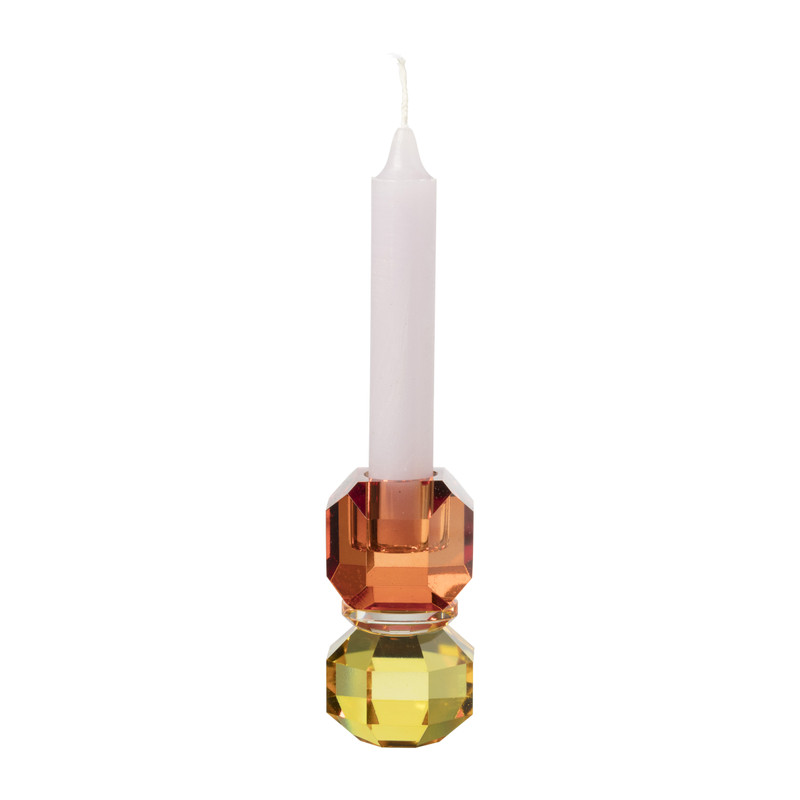 Dinerkaarshouder kristal - rood/geel - ø5.5x9 cm