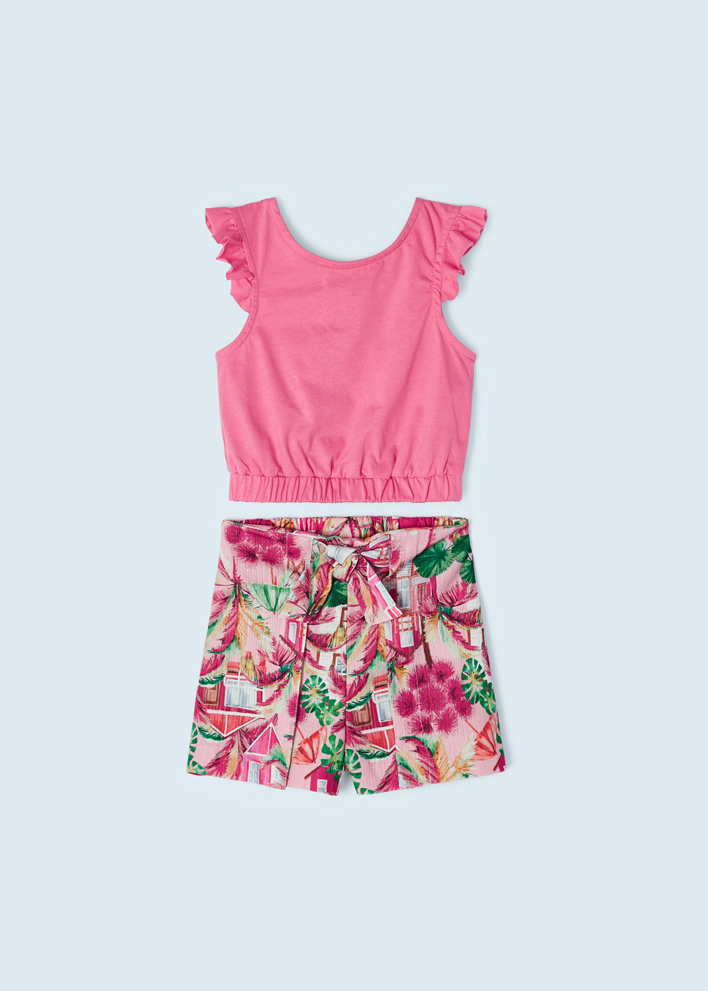 Conjunto de duas peças com shorts estampados para meninas