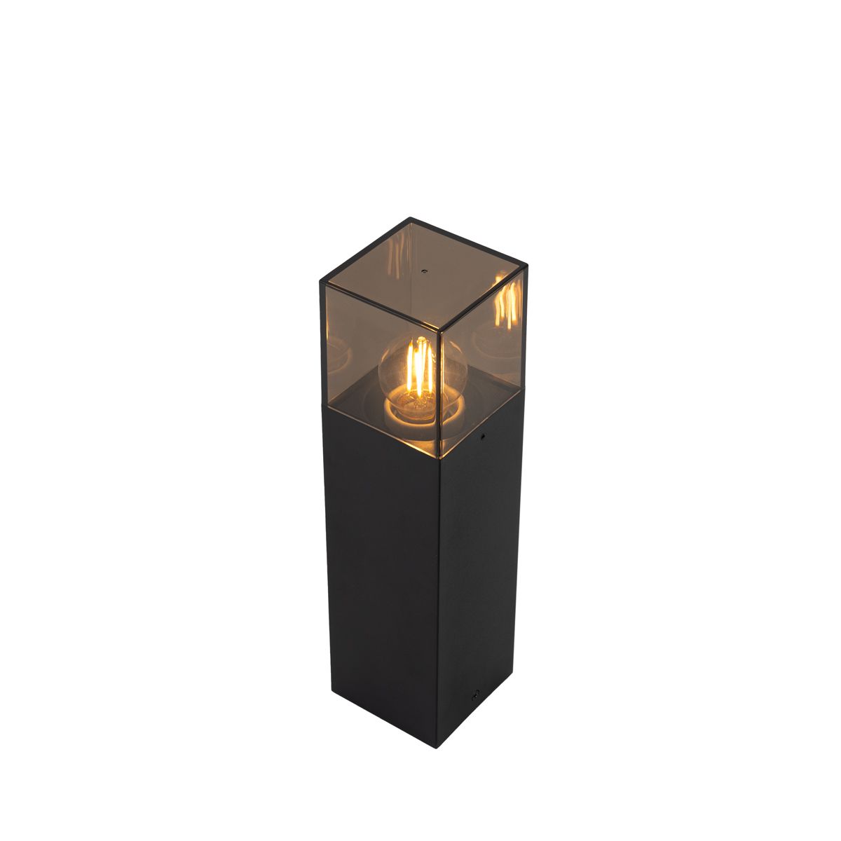 Buitenlamp zwart met smoke glas met grondpin en kabelmof 30cm IP44 - Denmark