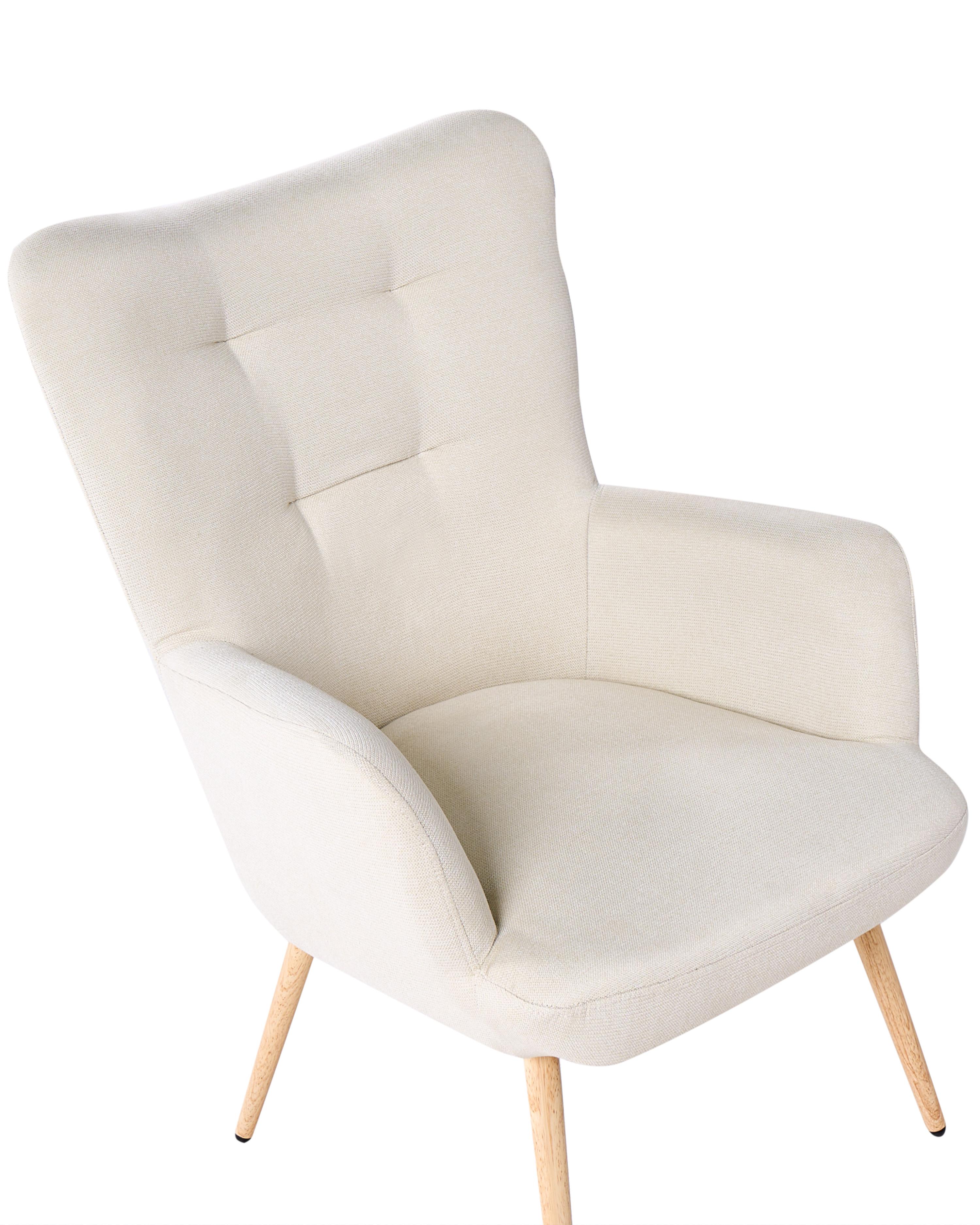Oorfauteuil VEJLE met voetenbank Stof Lichtbeige