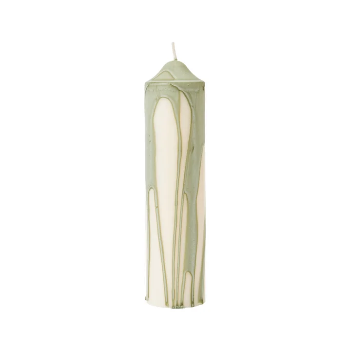 Ferm Living - Dryp Blockkerze, H 20 cm, weiss / teegrün