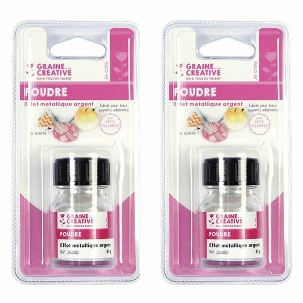Poudre effet métallique argent pour pâte polymère 16 g