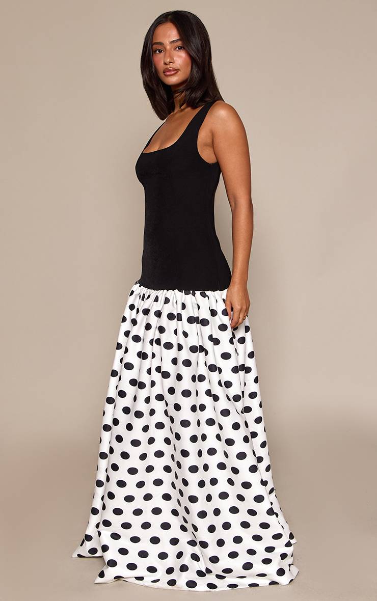 Blanc Robe Maxi À Ourlet Froncé Contrastant En Tissu Tissé Petite