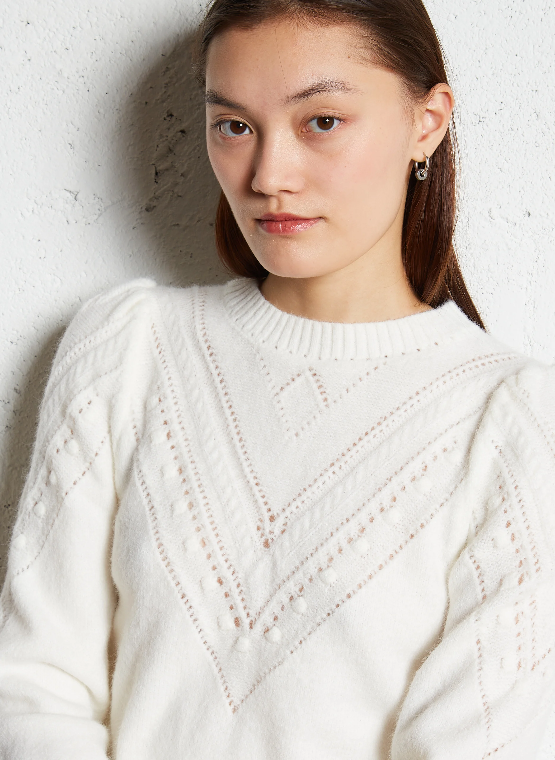 MARTA - Pull droit à col rond | Beige