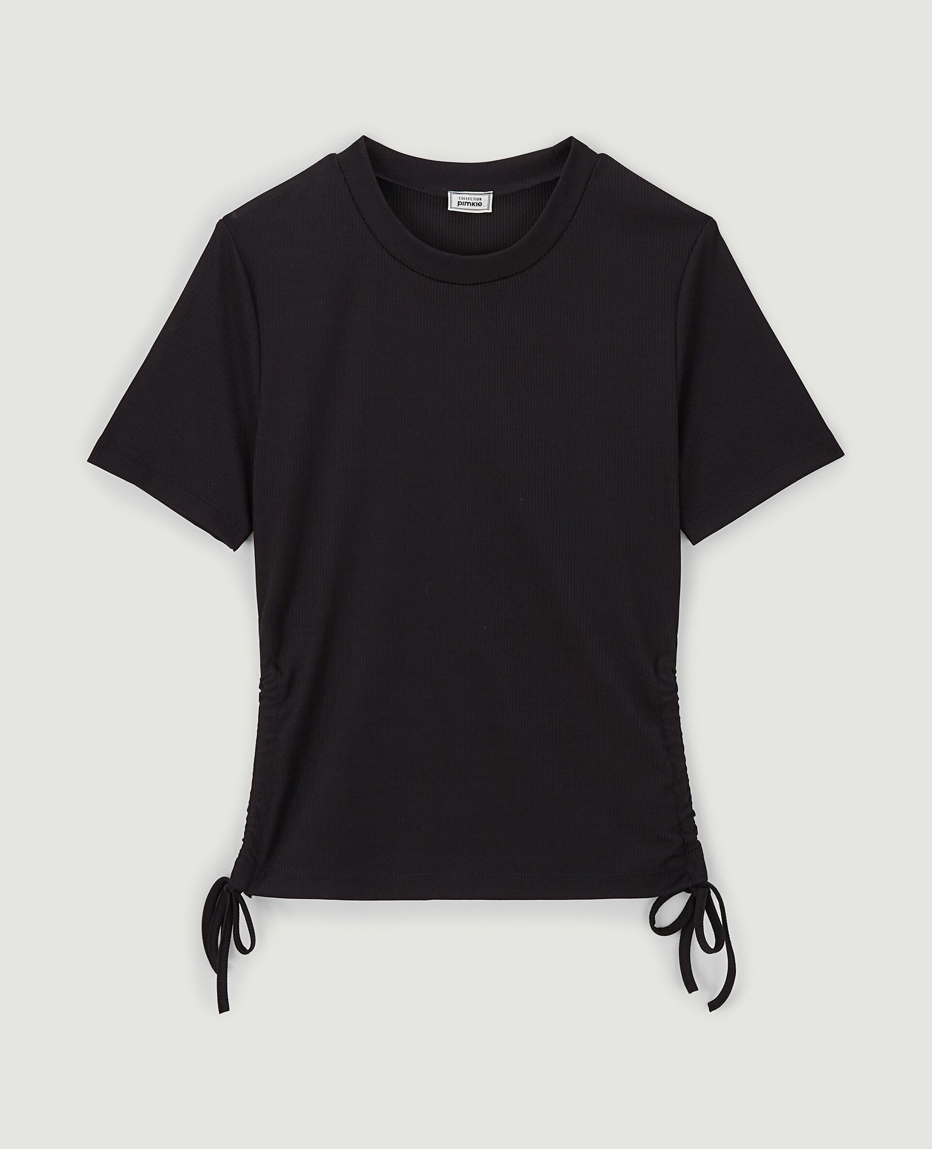 Top maille côtelée avec nœuds - Noir