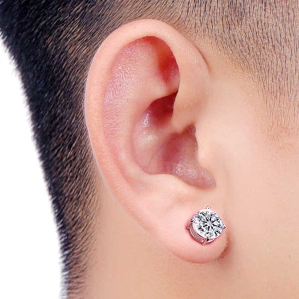 2-pack magnetisk piercing falsk øreringskrystall sølv
