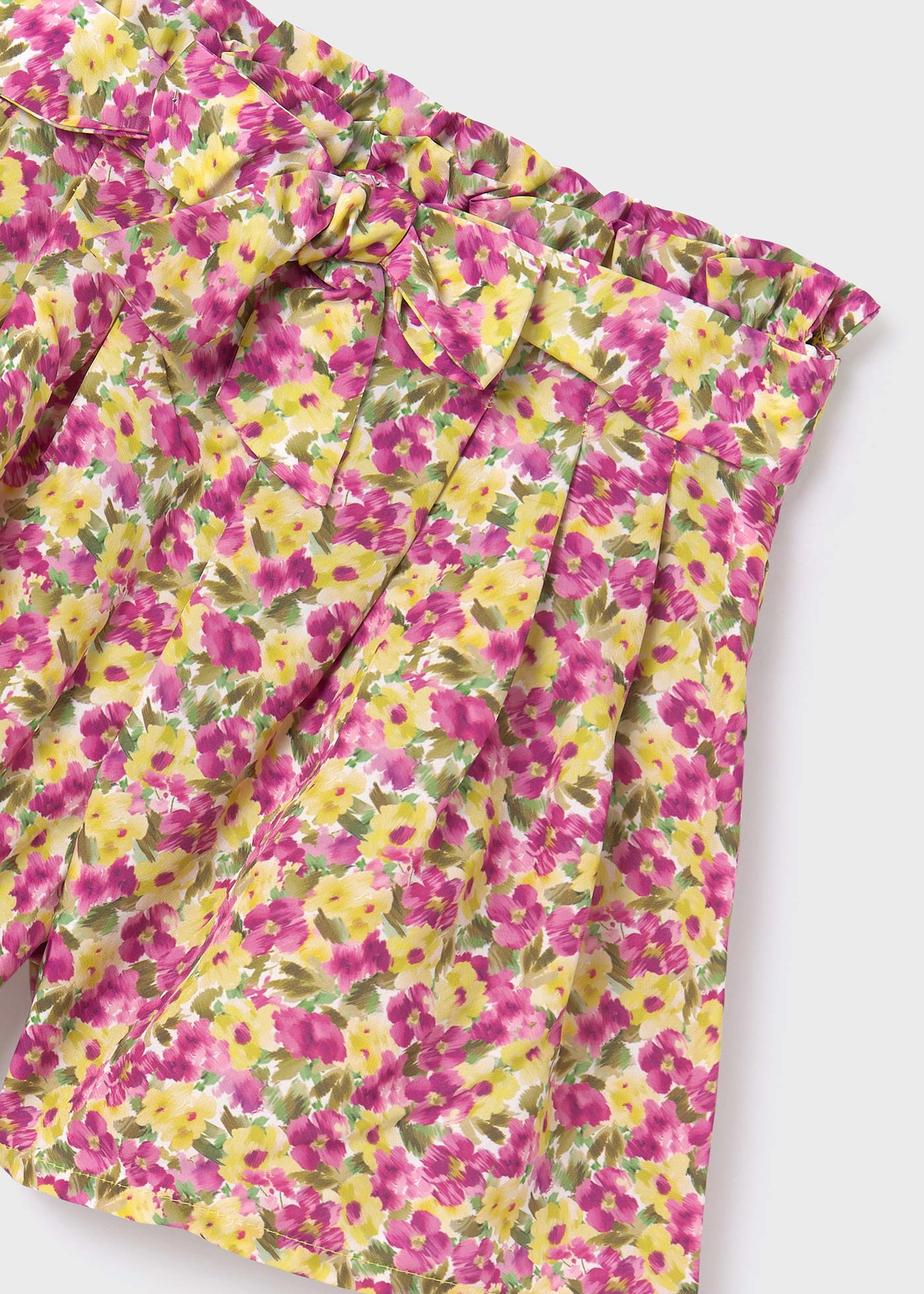Saia-calça floral para meninas, cor pistache
