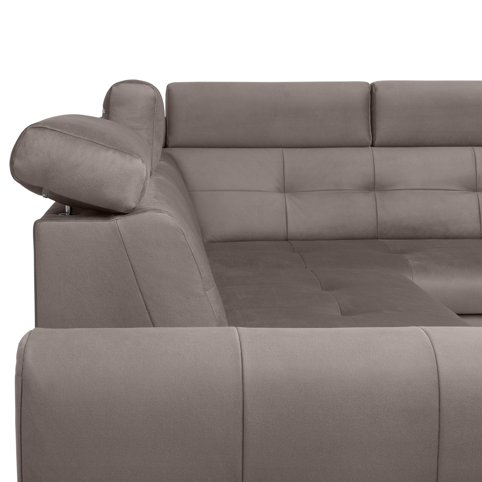 Ecksofa - grey - Velvet - Liegefunktion und Staukasten - Recamiere rechts