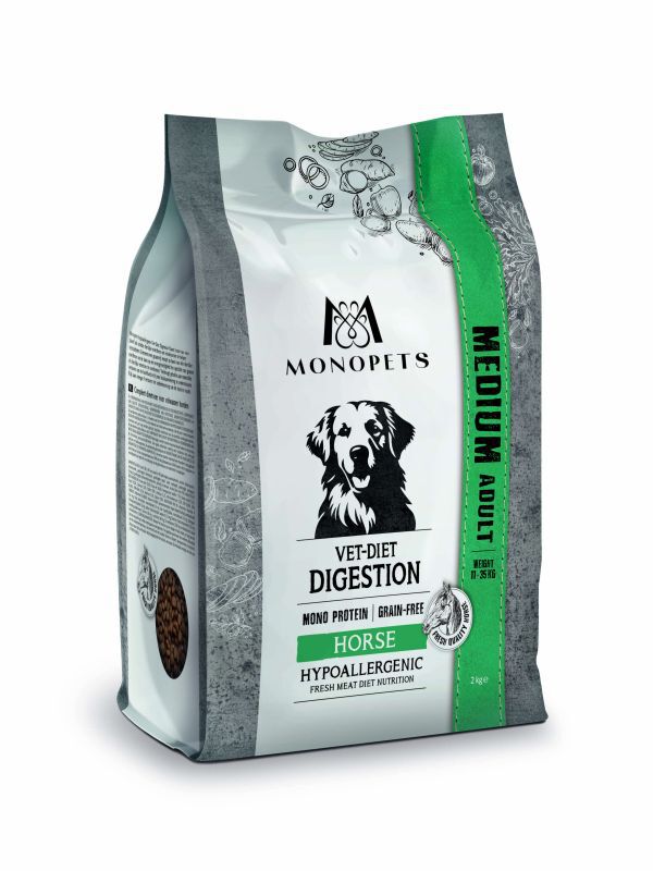 Monopets Medium Vet-Diet Digestion  Hypoallergeen Monoprotein - Hondenvoer - 2 Kilogram - paard