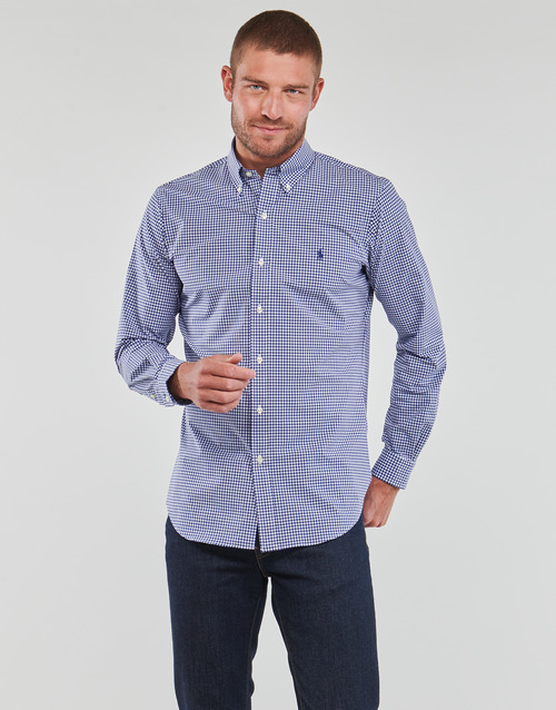 Polo Ralph Lauren - CHEMISE AJUSTEE EN POPLINE DE COTON COL BOUTONNE Marino / Blanco