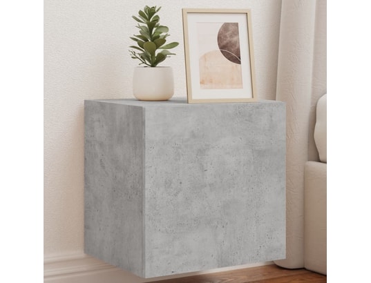 VIDAXL - Elément suspendu Meuble tv mural avec lumières led gris béton 40,5x35x40 cm