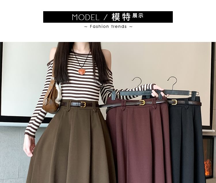 MAVIS - Hoge taille effen maxi A-lijn rok