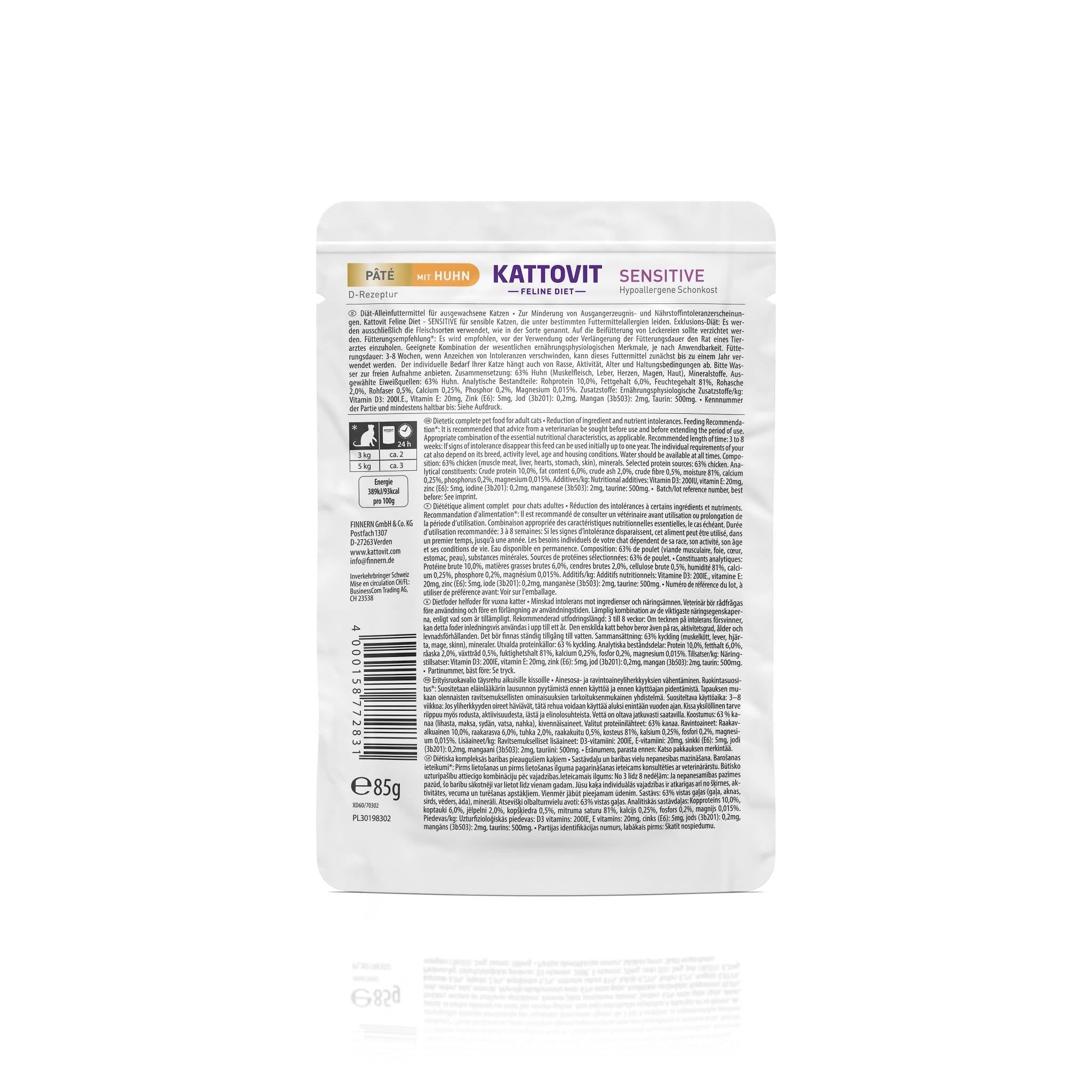 KATTOVIT Sensitive Paté Huhn