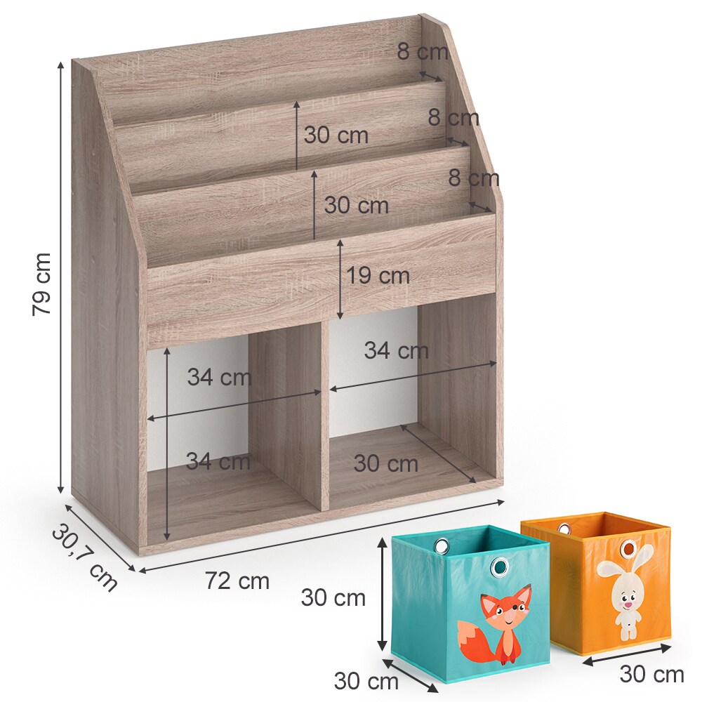 Vicco Kinderregal Bücherregal Aufbewahrungsregal Luigi Sonoma Ablage Faltbox