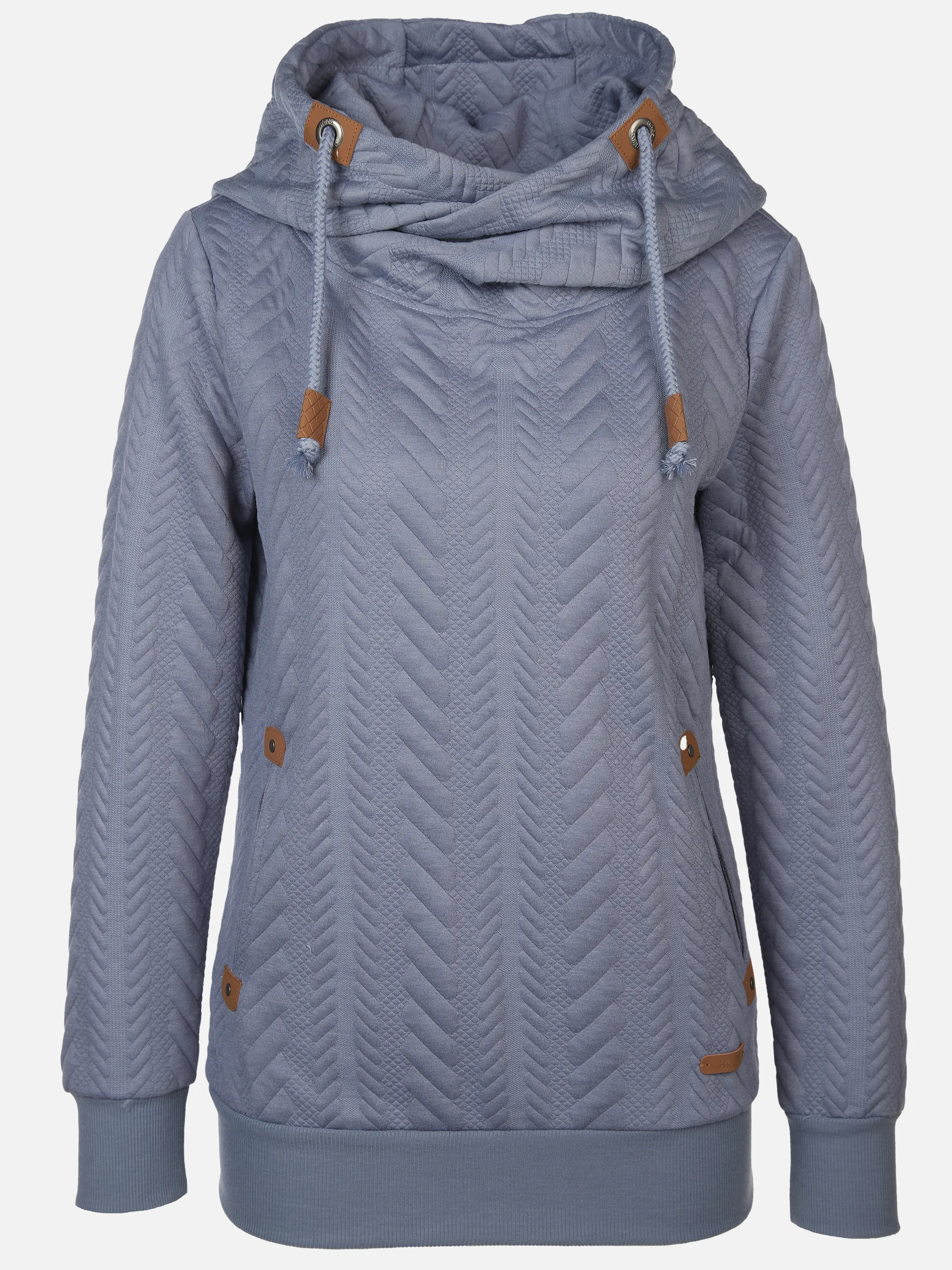 Damen Sweatshirt mit überlappendem Kragen und Kapuze