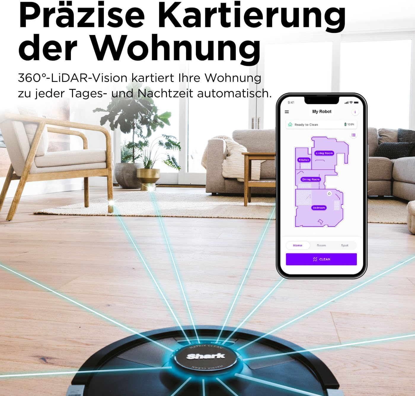 Shark Matrix Plus 2-in-1 Saugroboter mit Wischfunktion und Absaugstation, Selbstreinigend, Selbstentleerend, für Tierhaare, Teppich und Hartböden, 14,5 cm flach, schwarz