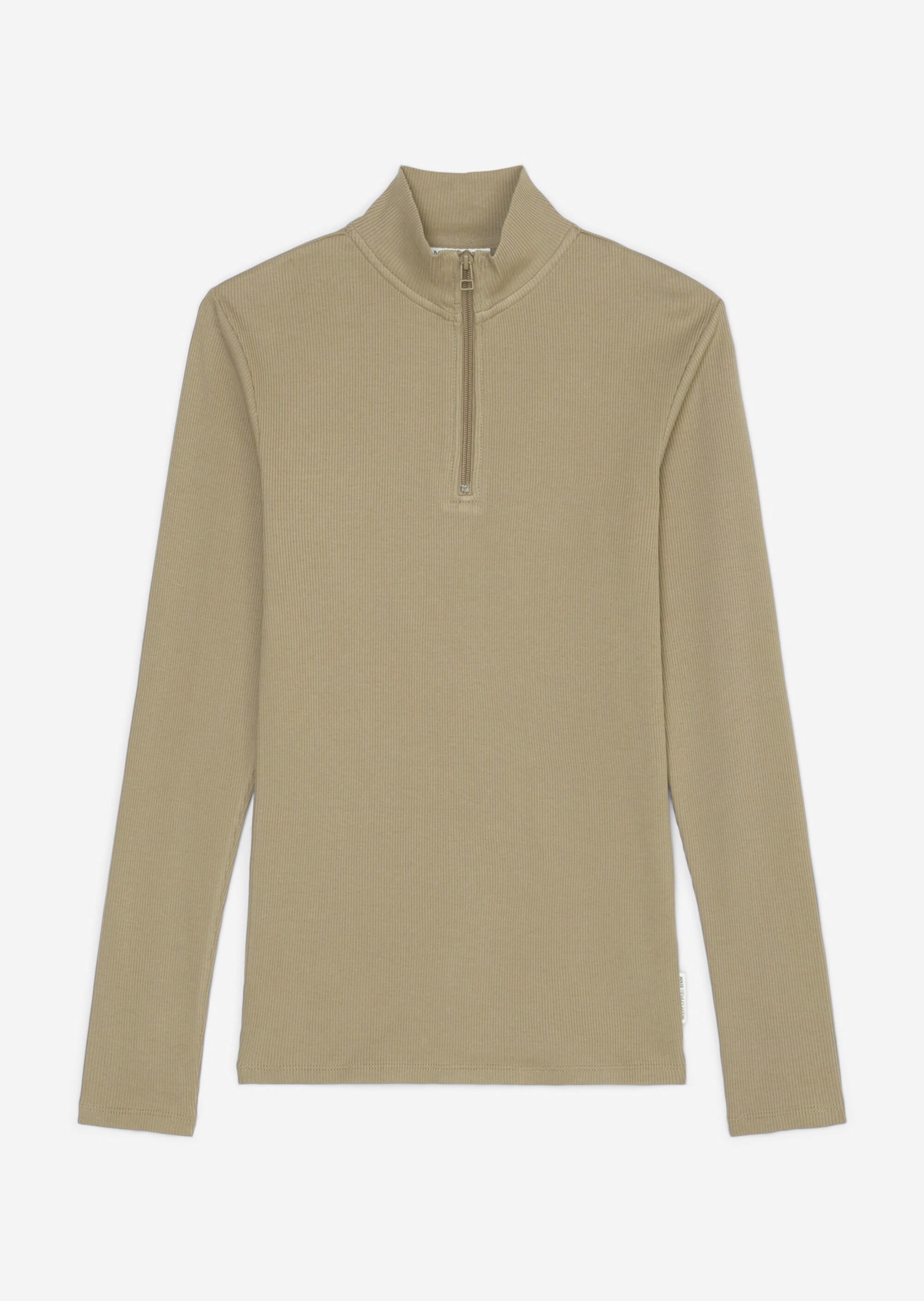 Zip-Longsleeve slim aus softem Rib-Jersey