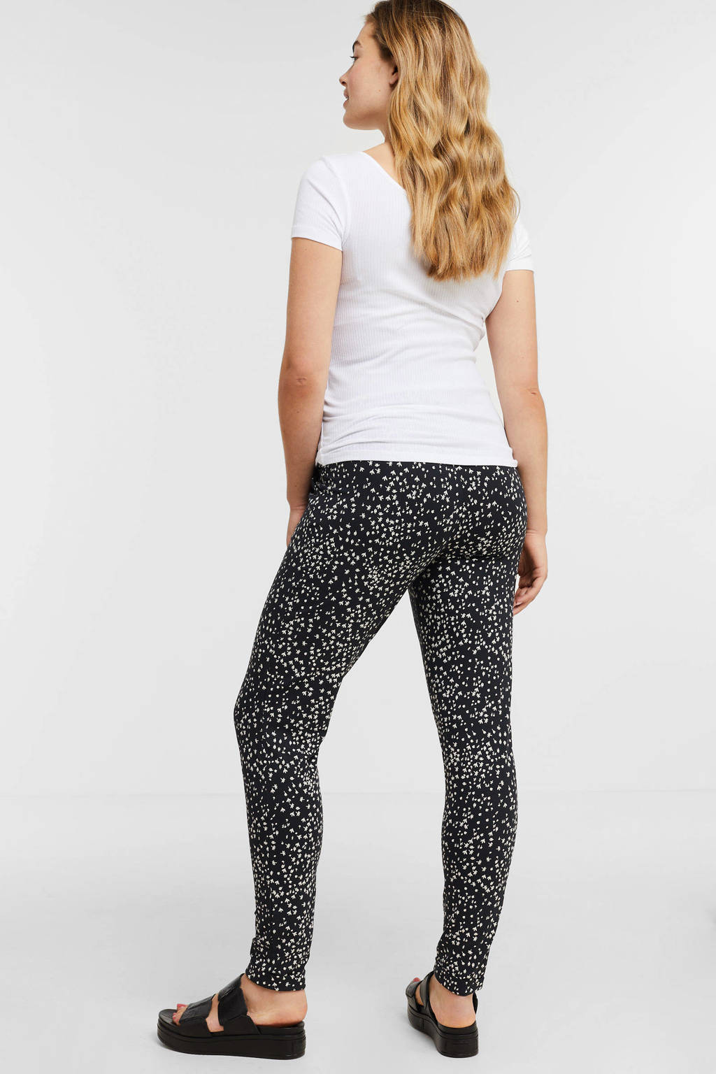 Noppies gebloemde regular fit broek donkerblauw