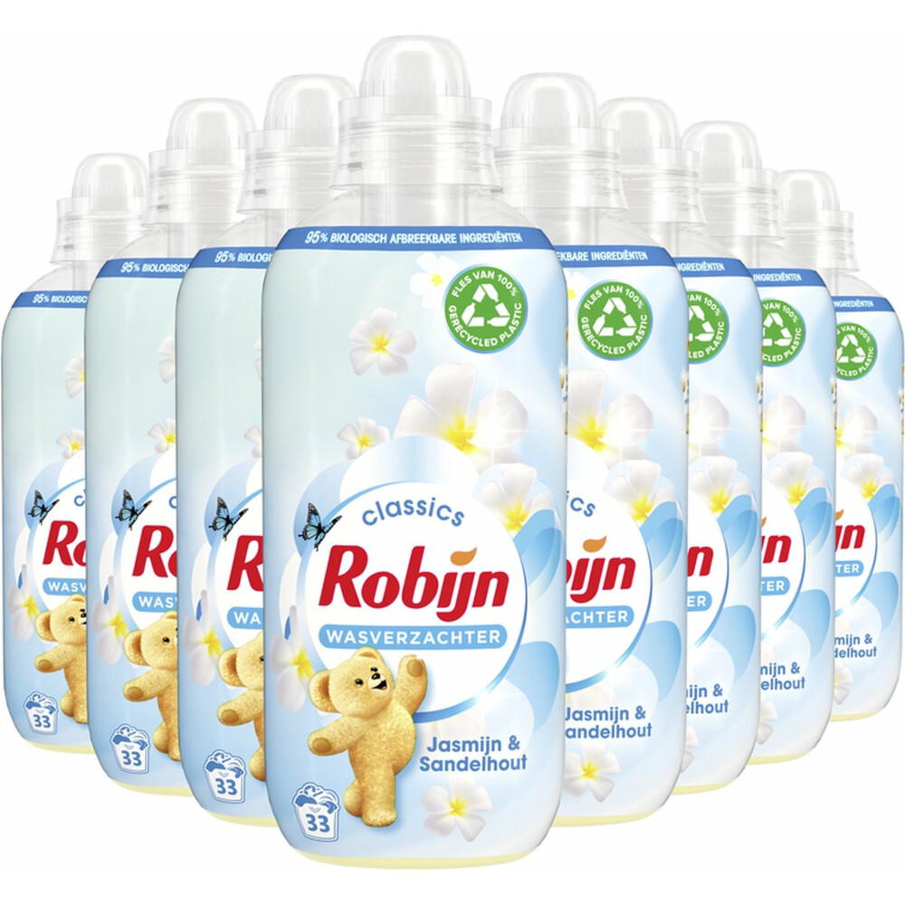 8x Robijn Wasverzachter Jasmijn en Sandelhout 33 Wasbeurten825 ml