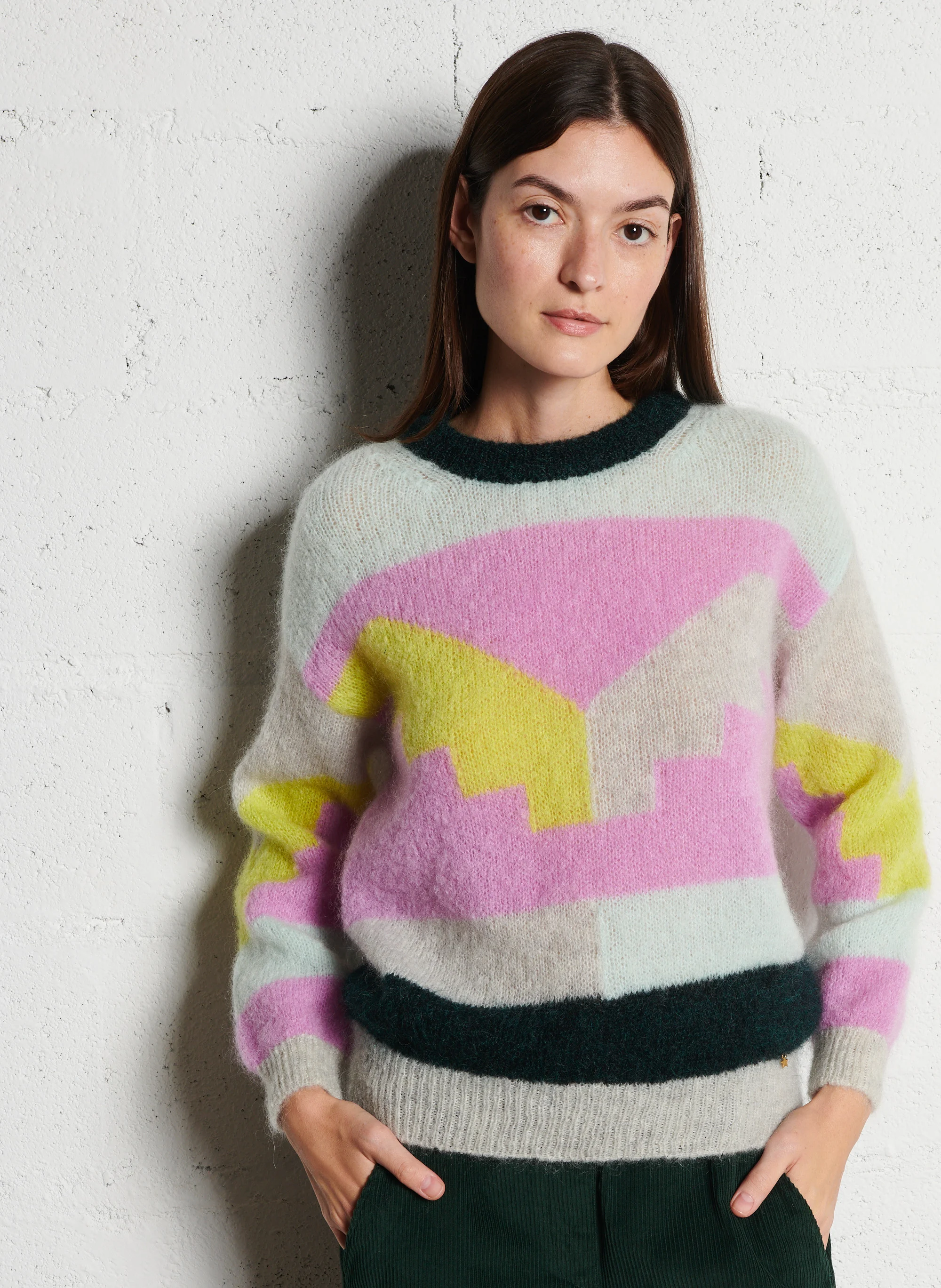 ALTO - Pull col rond en laine mélangée | Multicolore