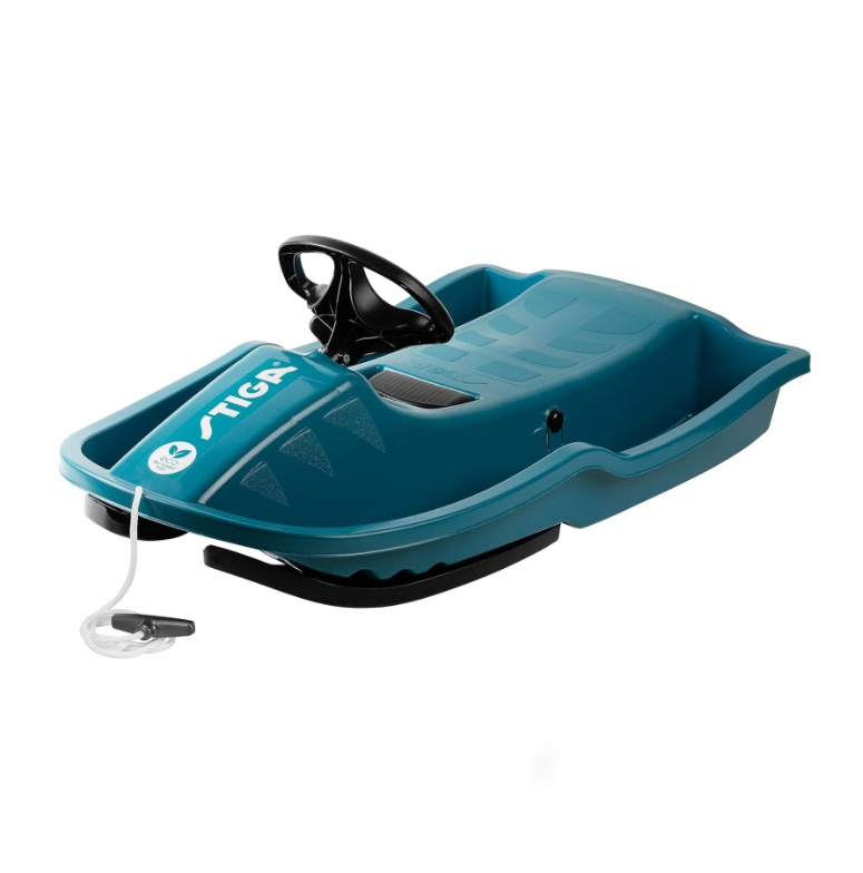 (95cm) Snowpower Bio Winter Ski Bob Schlitten mit Lenkrad und Bremse (7471-2226-00) - Aqua