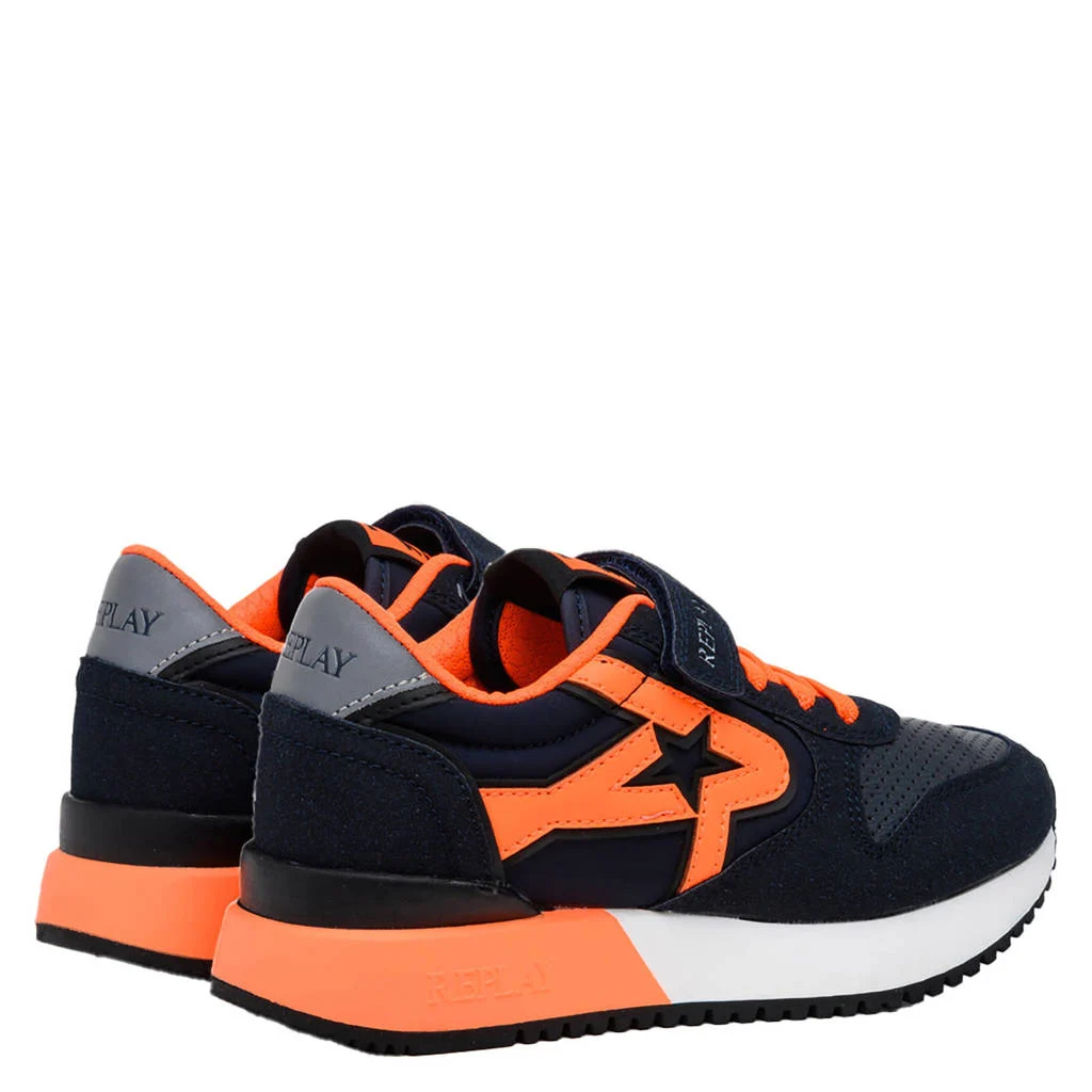 REPLAY Fiber JR boy 7neakers donkerblauw/oranje