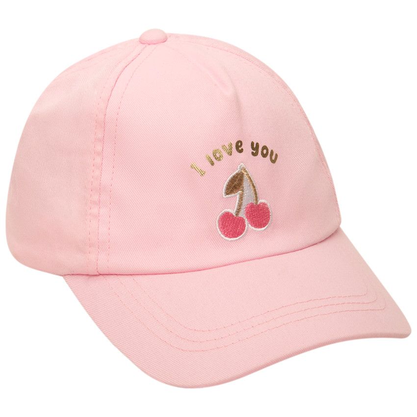 Casquette broderie cerises et foil print pour bébé fille - Lilas