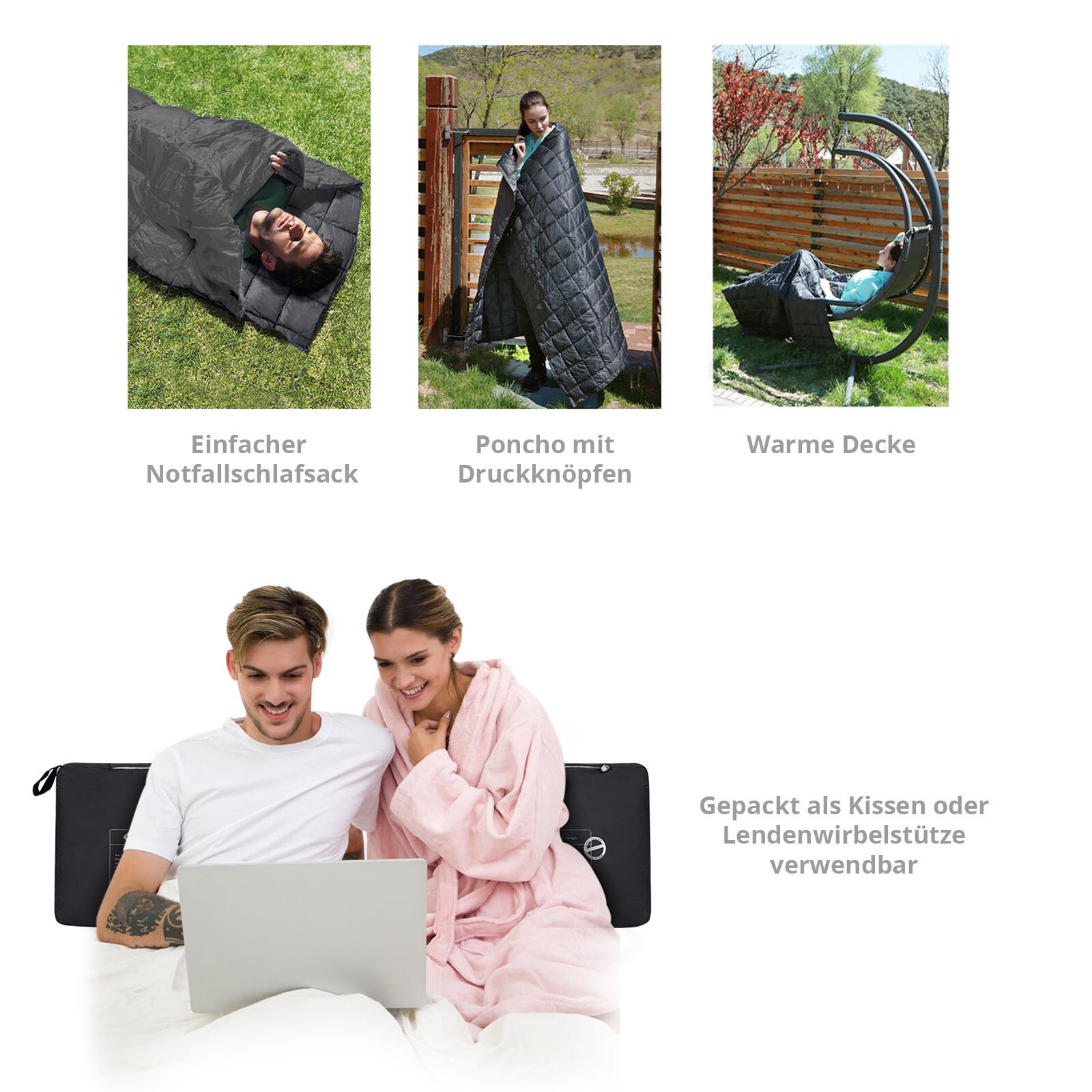 KINGCAMP Camping Decke Smart 540 Picknick Strand Matte Park Decke Leicht 540 g Farbe: black